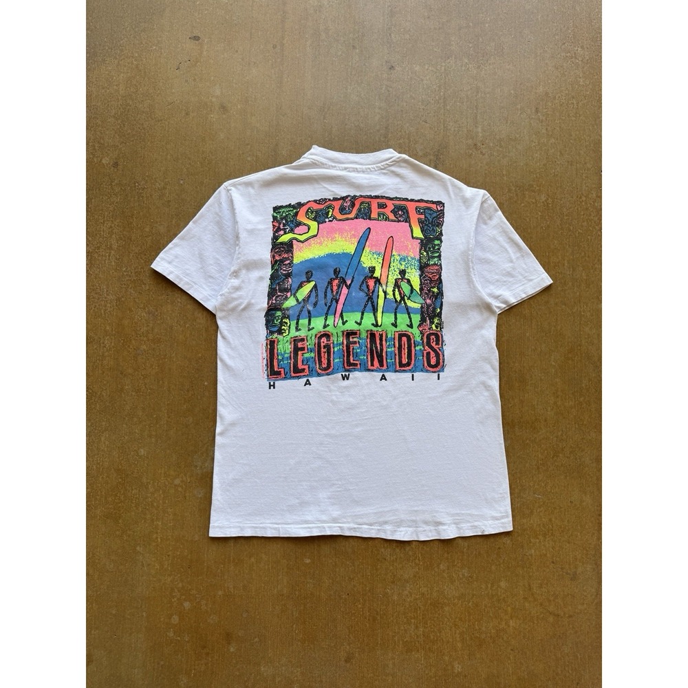 VTG 90s Surf Legends Hawaii Skater Surfing California Ocean Waves Art T-Shirt (M